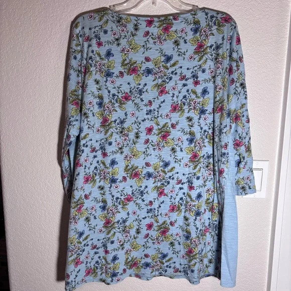 J. Jill Blue 3/4 Sleeve Boxy Tunic - Picture 4 of 8